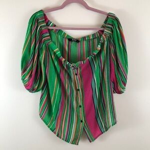 TOV Los Angeles Striped Guaze Off Shoulder Top Size 42/Large